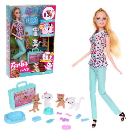 Кукла модель"Дженифер Ветеринар", с питомцами и аксессуарами