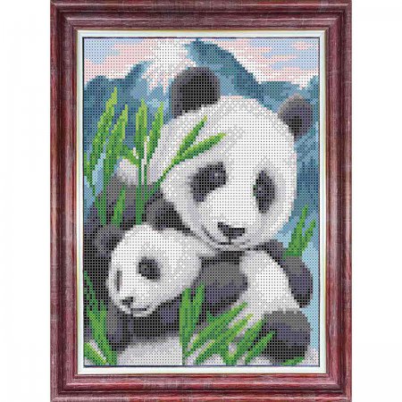 Набор для вышивки крестом на канве с нанесенным рисунком «Мамы и их зверята. Панды»