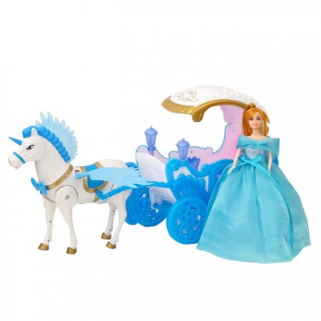Карета для кукол "Зимнее волшебство" лошадка ходит, с куклой, свет, звук 4503564