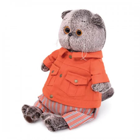 Мягкая игрушка "Басик" в оранжевой куртке и штанах 19 см Ks19-148