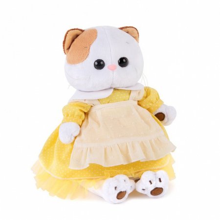 Мягкая игрушка "Кошечка Ли-Ли" в желтом платье с передником, 24 см