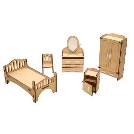 Мебель для кукольного домика «Спальня» из дерева