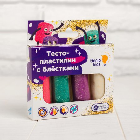 Набор для детской лепки «Тесто-пластилин 4 цвета с блёстками» TA1087