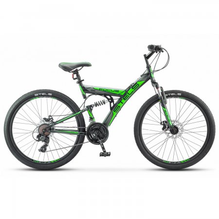 Велосипед 26" Stels Focus MD, V010, 21 скорость (Черный/зеленый 18")