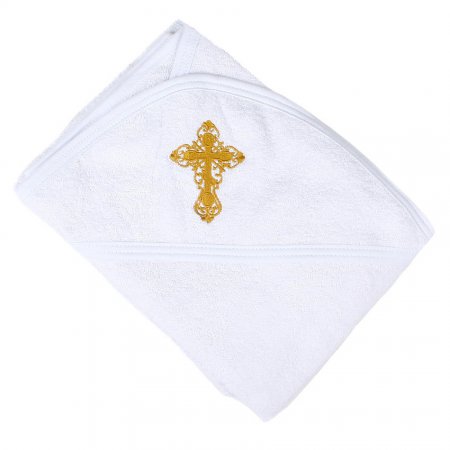 Полотенце-уголок детский крестильный 100*100 белый ДМ