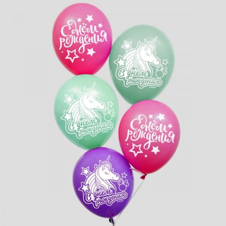 Воздушные шары "С Днем Рождения", Минни Маус (набор 5 шт) 12 дюйм