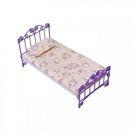 Кроватка  фиолетовая с постельным бельем С-1425