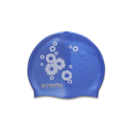 Шапочка для плавания Atemi PSC402, детская, силикон (Синий/Принт: Цветы/ )