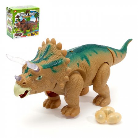 Динозавр "Трицератопс", работает от батареек, откладывает яйца, световые и звуковые эффекты