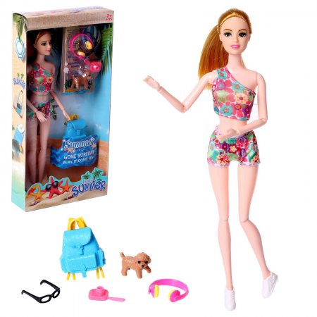 Кукла модель "Джессика на пляже" с питомцем и аксессуарами