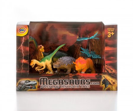 Игрушка игровой набор динозавров (5 дино+дерево) в асс