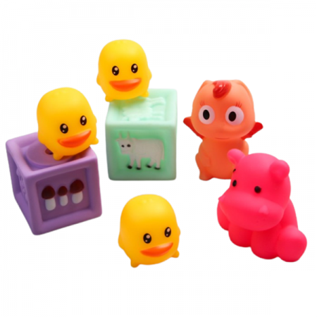 Набор игрушек для купания «Малыши  с кубиками», с пищалкой, 7 шт