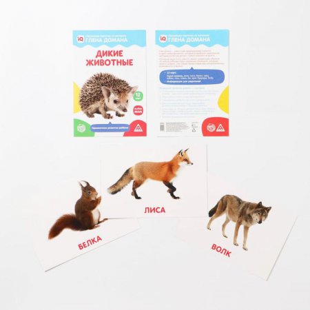 Обучающие карточки по методике Глена Домана "Дикие животные", 3+