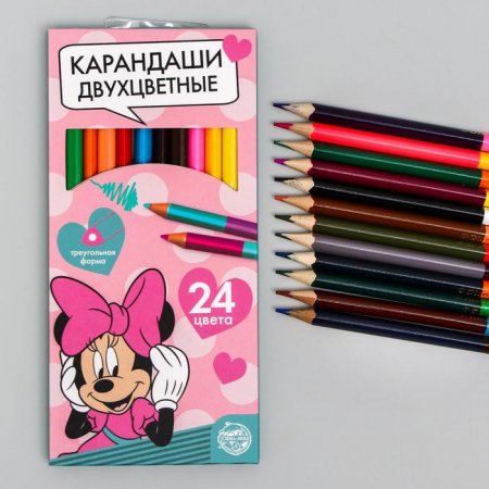 Набор цветных карандашей 24 цвета двухсторонние "Минни Маус"