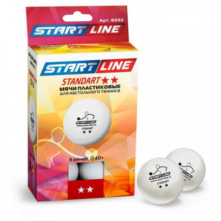 Мяч для настольного тенниса 2* START LINE Standart (6 шт)
