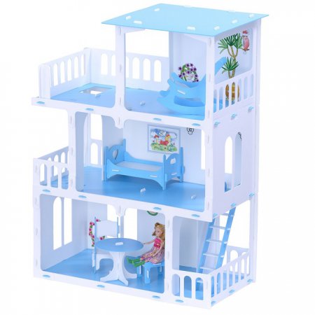 Домик для кукол "Дом Маргарита" с мебелью, бело-голубой 000272