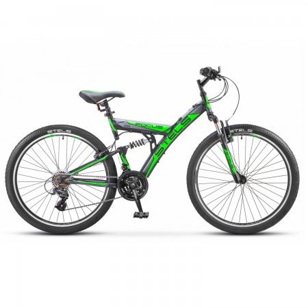 Велосипед 26" Stels Focus V, V030, 18 скоростей (Черный/зеленый 18")
