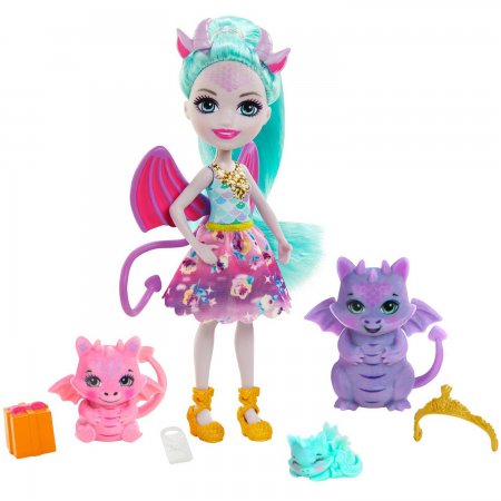 Игровой набор "Кукла Энчантималс с 3+ зверушками" Семья Дианны Дракон  GJX43, GYJ09  7501466