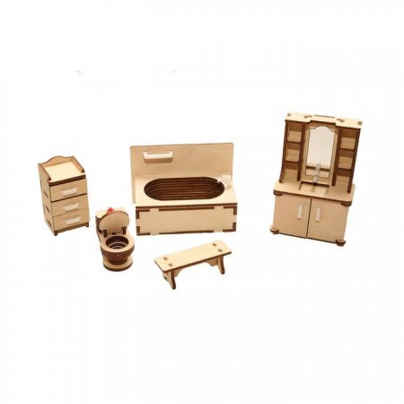 Мебель для кукольного домика «Ванная» из дерева
