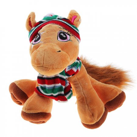 Мягкая игрушка "Лошадка в шапочке и шарфе", 25 см