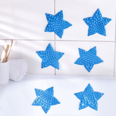 Мини-коврики для ванны набор 6 шт 10х11 см "Звезда" цвет МИКС