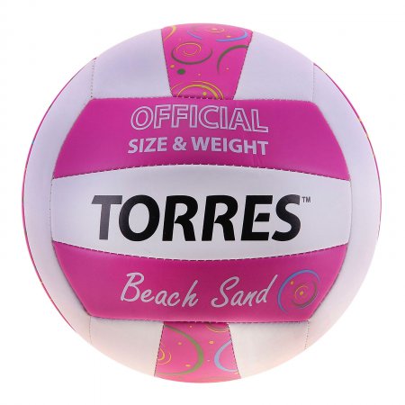 Мяч волейбольный пляжный "TORRES Beach Sand Pink" арт.V30085B (р.5), ТПУ