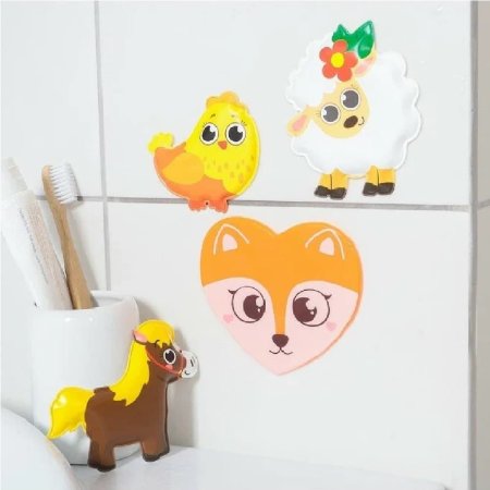 Набор EVA игрушек для ванны 3шт + мини-коврик "Домашние животные"